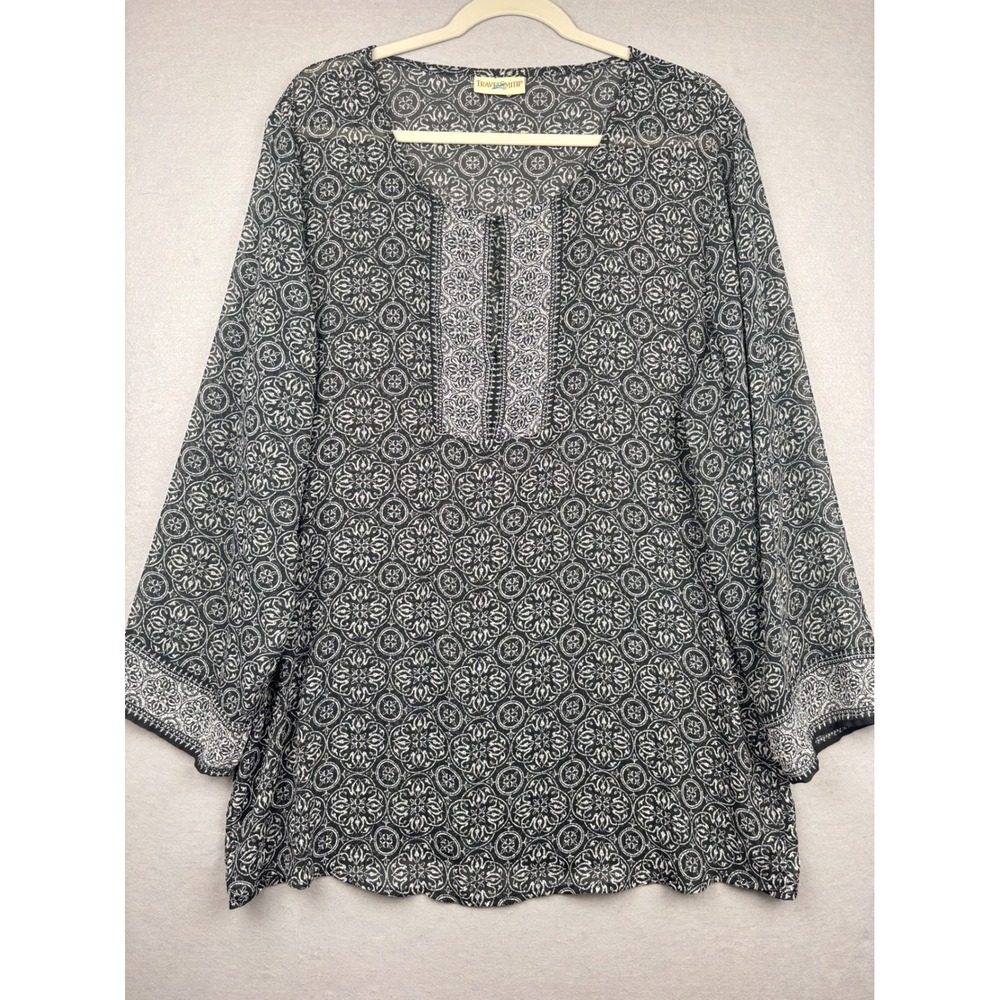TravelSmith Tunic Womens XL Medallion Print Split Neck